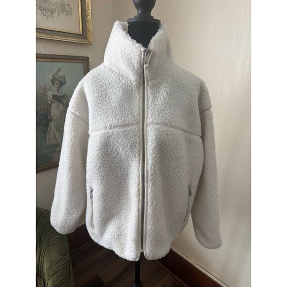 GAP Jackets & Blazers - GAP Sherpa Fleece Full Zip Jacket White XS Spring Jacket Oversized Fit